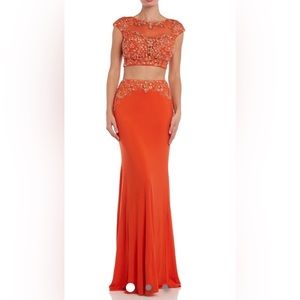 Orange two piece dress